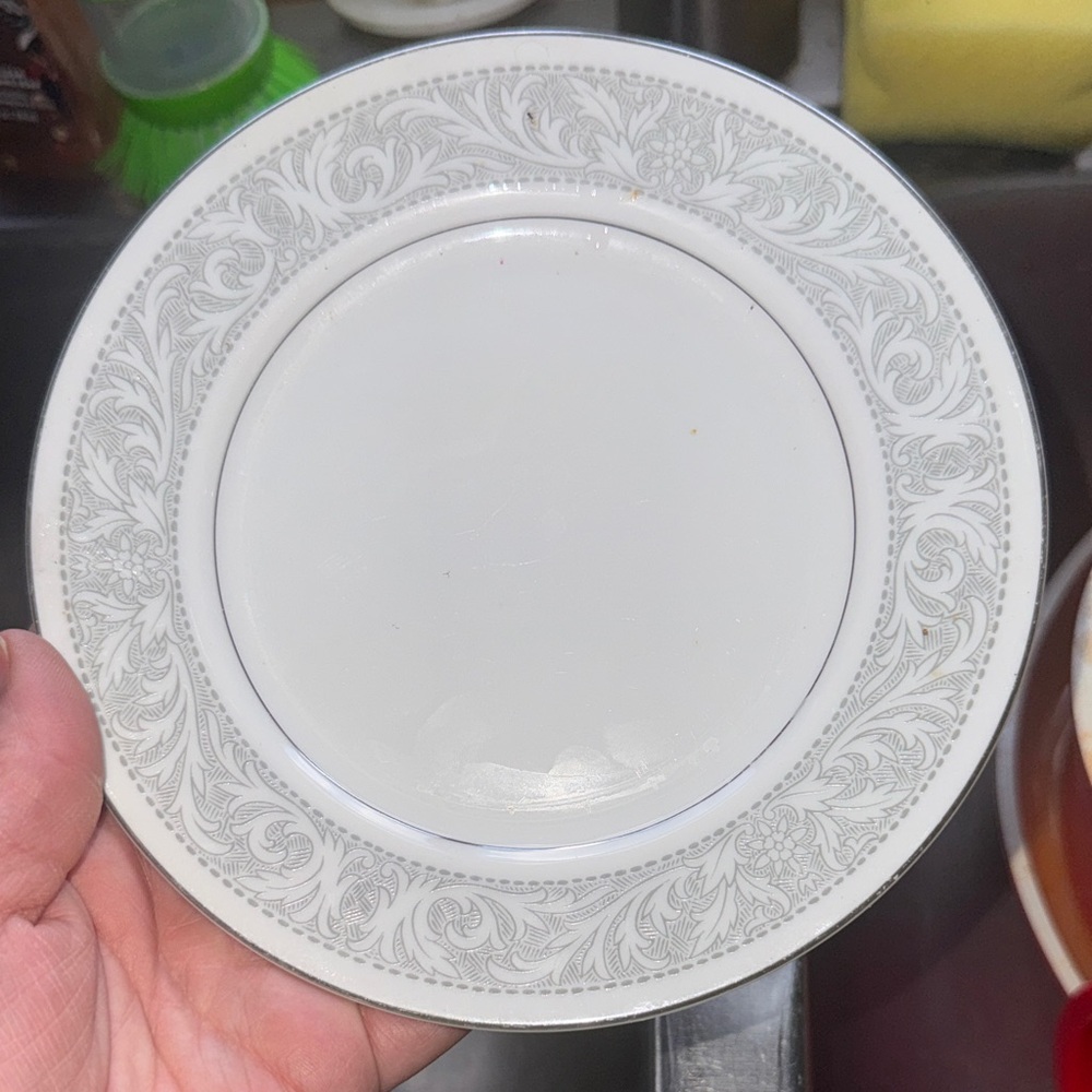 Classic White and Gray Dinner Plate